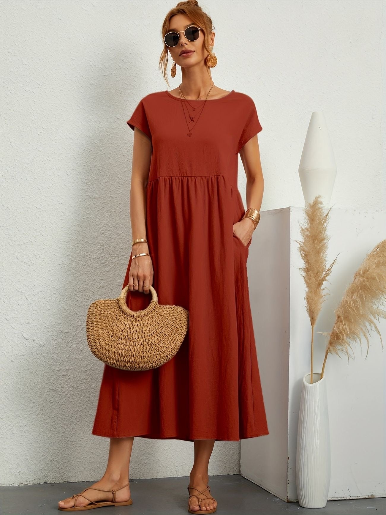 Elegante Linnen Damesjurk met Luchtige Pasvorm – ARDÉLIA