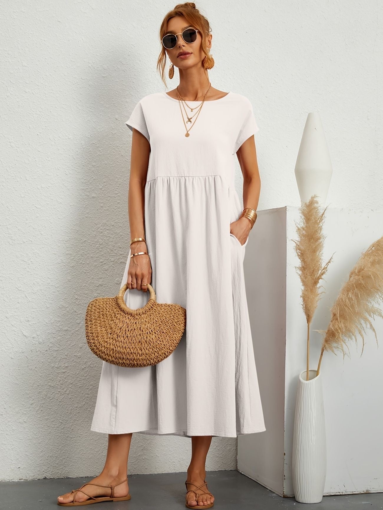 Elegante Linnen Damesjurk met Luchtige Pasvorm – ARDÉLIA