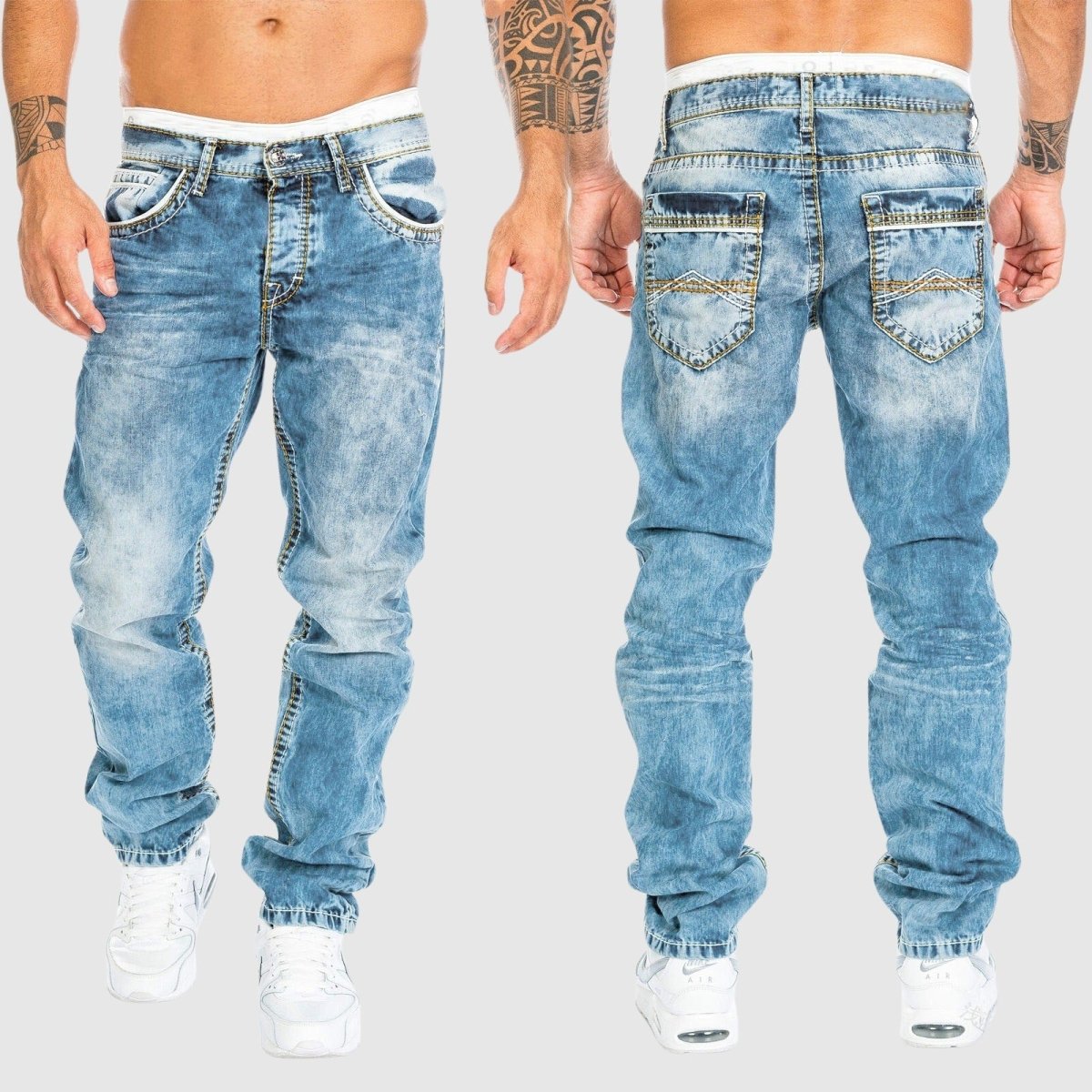 Gebleekte herenjeans met rechte pasvorm en tijdloze denimlook – BRAYDEN STRAIGHT - Glamorix