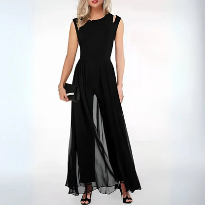 Mouwloze dames jumpsuit met wijde pijpen – BEGONIA - Glamorix