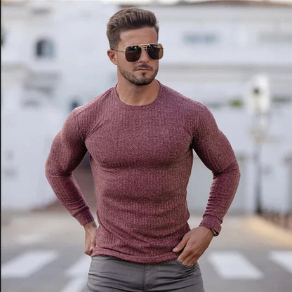 Ribgebreide heren trui met slanke pasvorm en tijdloze uitstraling – Nordhavn Knit - Glamorix