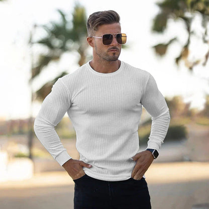 Ribgebreide heren trui met slanke pasvorm en tijdloze uitstraling – Nordhavn Knit - Glamorix
