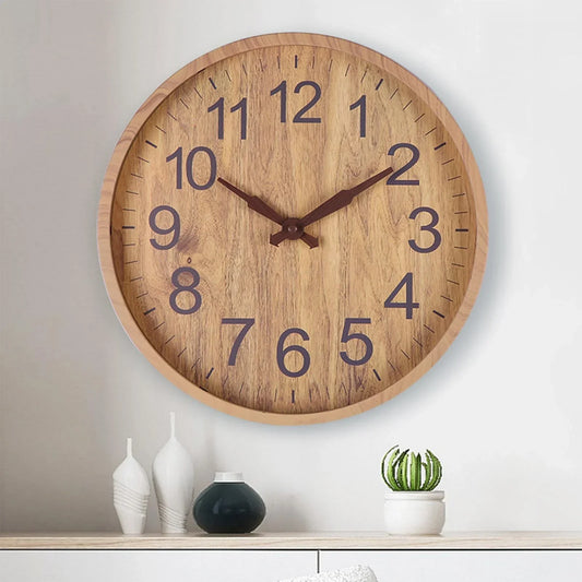 ECOWOOD - Naturel houten wandklok van 12 inch voor een stijlvolle en duurzame look