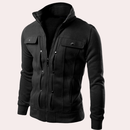 Moderne herenjas met hoge kraag en ritssluiting – VARELLO EdgeZip - Glamorix