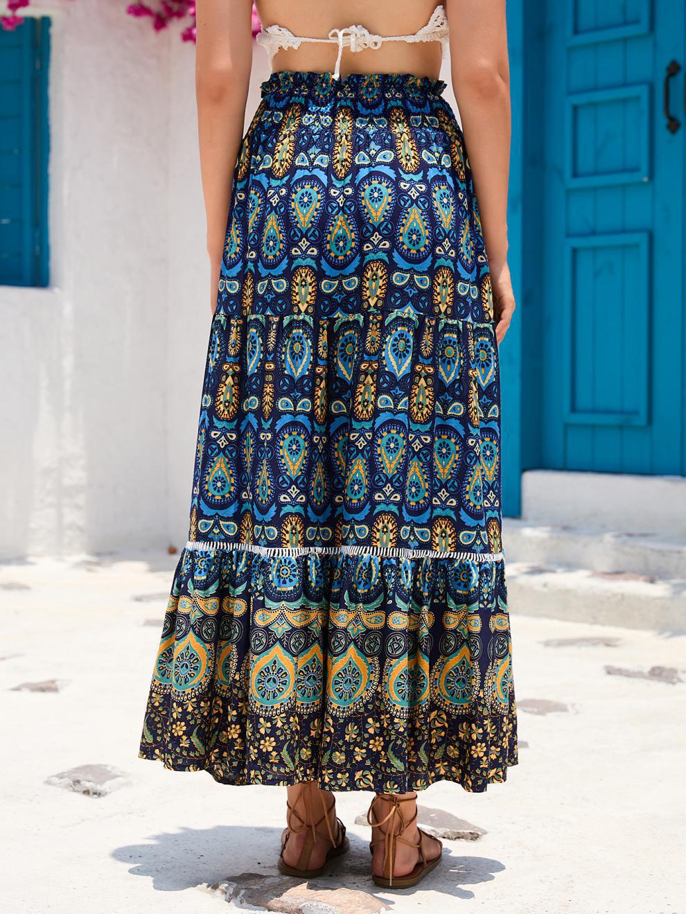 Boho dames maxi-rok met hoge taille en zwierige pasvorm – ZAFIRA MAXI - Glamorix