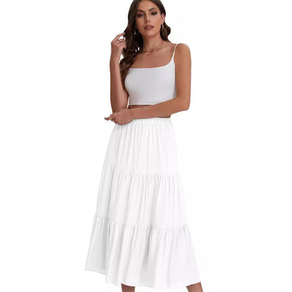 Elegante midi damesrok met hoge taille en gelaagde volant – AMÉLIA SKIRT - Glamorix