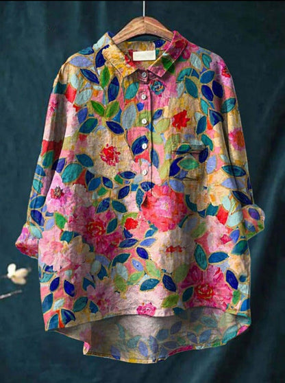 Rosalia - Losvallende damesblouse met kleurrijke bloemenprint - Glamorix