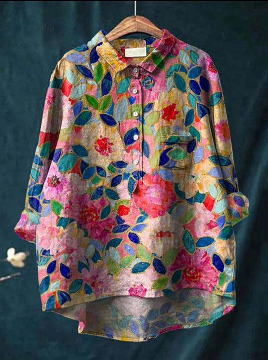 Rosalia - Losvallende damesblouse met kleurrijke bloemenprint - Glamorix