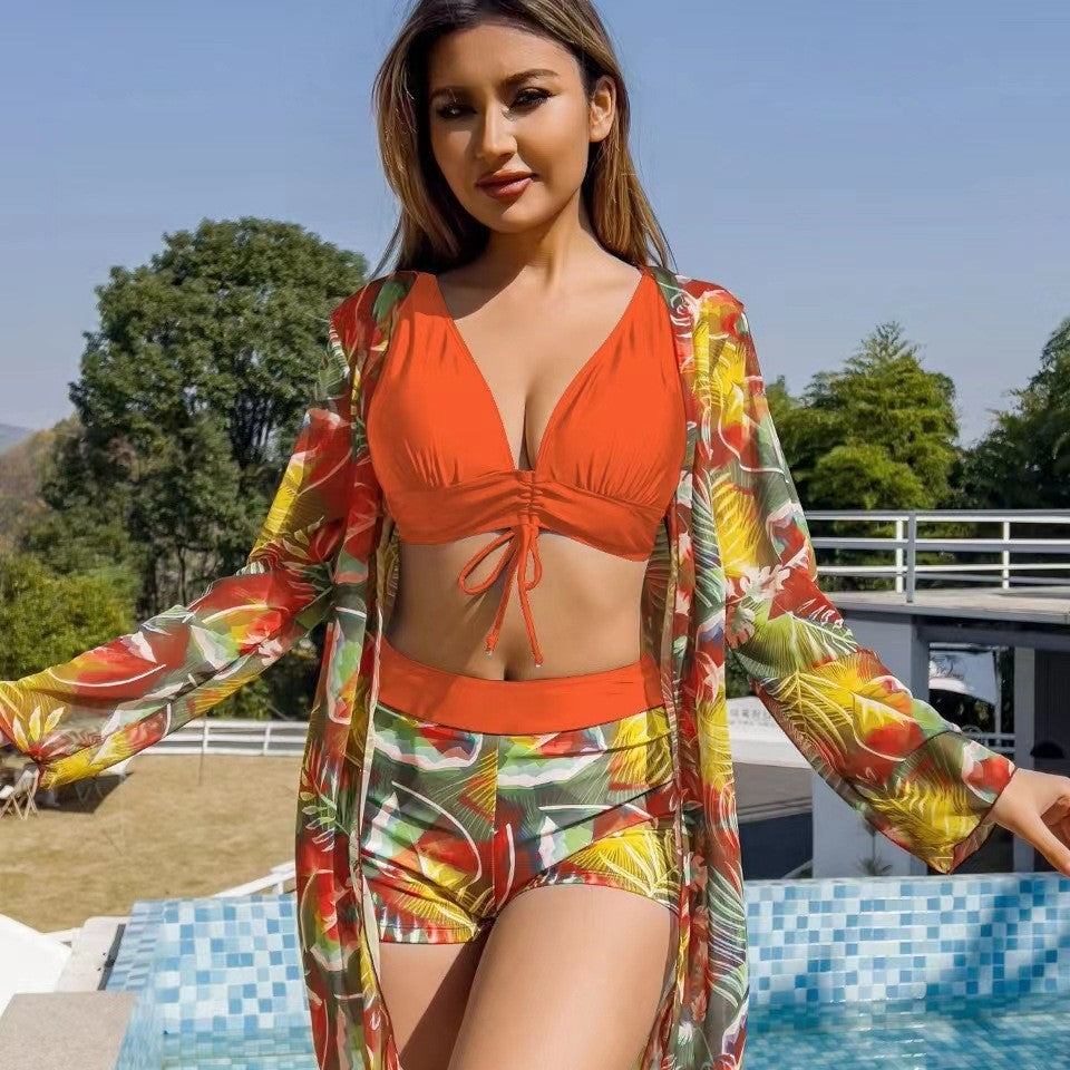 Modieuze 3-delige zwemset voor dames met top, short en cover-up – LIVARA SET - Glamorix