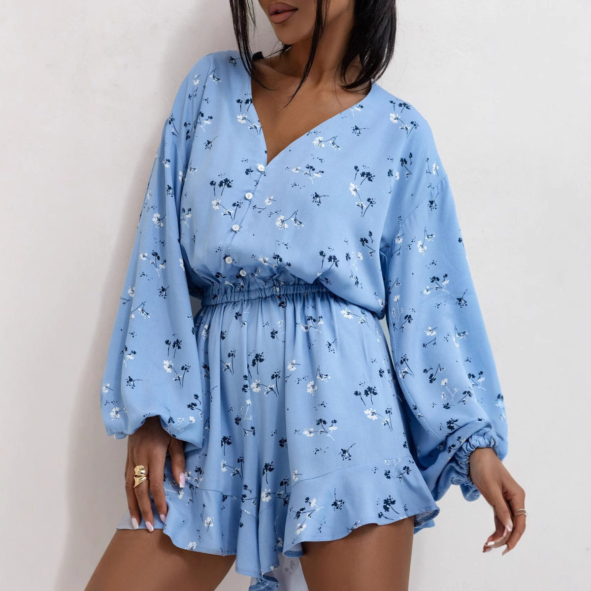 Modieuze playsuit met ballonmouwen en ruches – ARIA - Glamorix