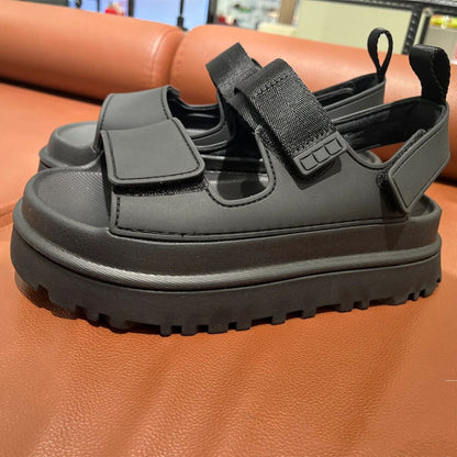 Chunky dames sandalen met brede band en klittenbandsluiting – KALANI GRIP - Glamorix