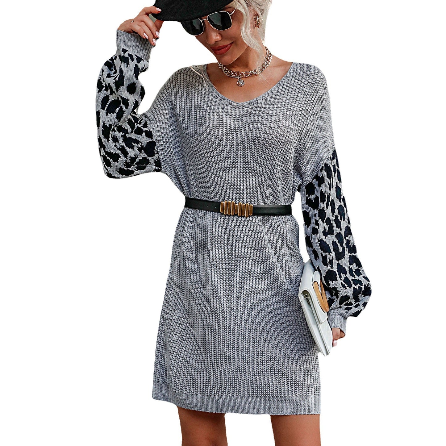 Gebreide damesjurk met lange mouwen en flatterende pasvorm – NERINA KNIT - Glamorix