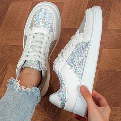 Dames sneakers met structuuraccent en stevige loopzool – NALORA CORE - Glamorix
