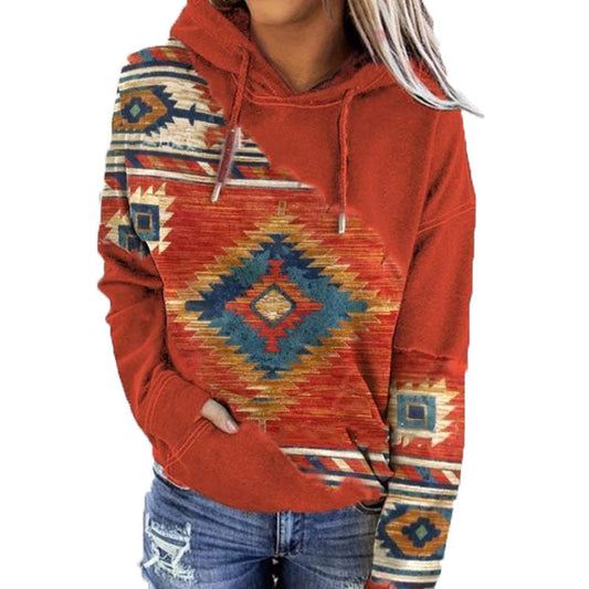 SIENNA - Aztec print hoodie met trekkoord voor dames