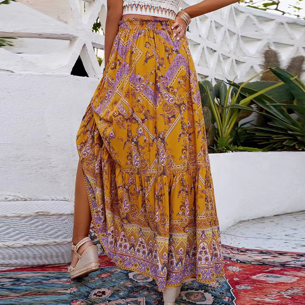 Boho dames maxi-rok met hoge taille en zwierige pasvorm – ZAFIRA MAXI - Glamorix