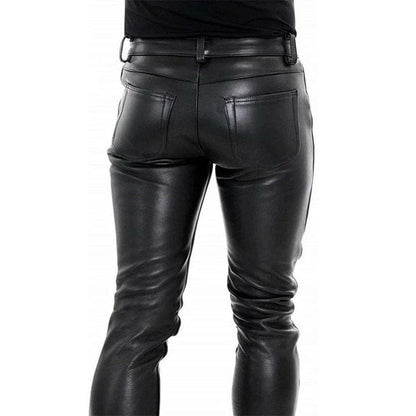 DAMON - Slim-fit leren broek voor heren