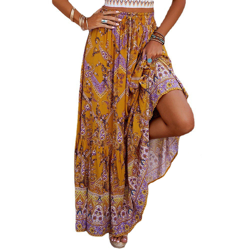 Boho dames maxi-rok met hoge taille en zwierige pasvorm – ZAFIRA MAXI - Glamorix