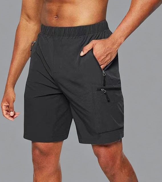 Functionele herenshort met ritszakken en sportieve pasvorm – RAVIX - Glamorix