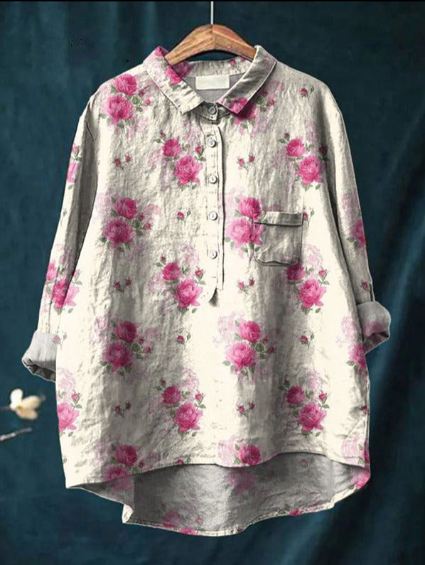 Rosalia - Losvallende damesblouse met kleurrijke bloemenprint - Glamorix