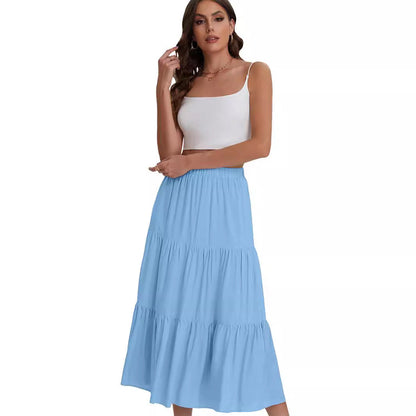 Elegante midi damesrok met hoge taille en gelaagde volant – AMÉLIA SKIRT - Glamorix