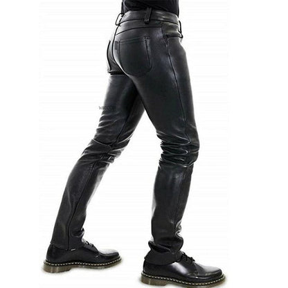 DAMON - Slim-fit leren broek voor heren