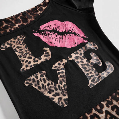 Asymmetrische dames top met panterprint en sexy snit – SAVINA WILD - Glamorix