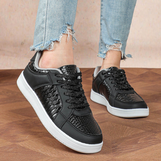 Dames sneakers met structuuraccent en stevige loopzool – NALORA CORE - Glamorix