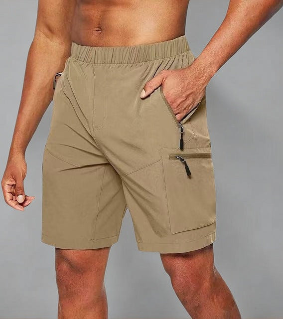 Functionele herenshort met ritszakken en sportieve pasvorm – RAVIX - Glamorix