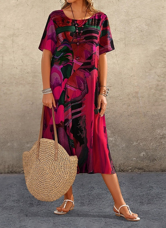 Casual Maxi-Jurk met Korte Mouwen en Ademend Comfort voor Dames – Aiah - Glamorix