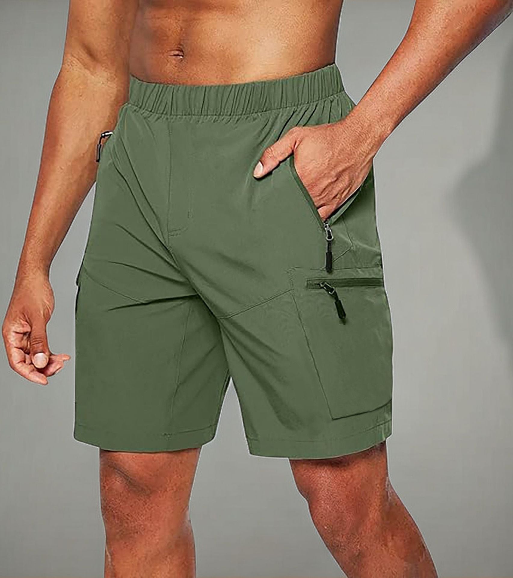 Functionele herenshort met ritszakken en sportieve pasvorm – RAVIX - Glamorix