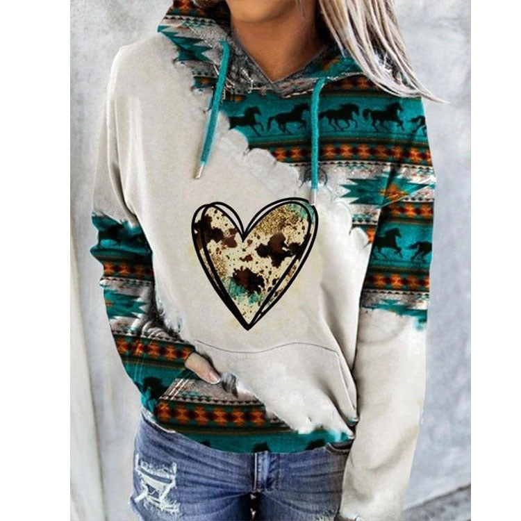 SIENNA - Aztec print hoodie met trekkoord voor dames