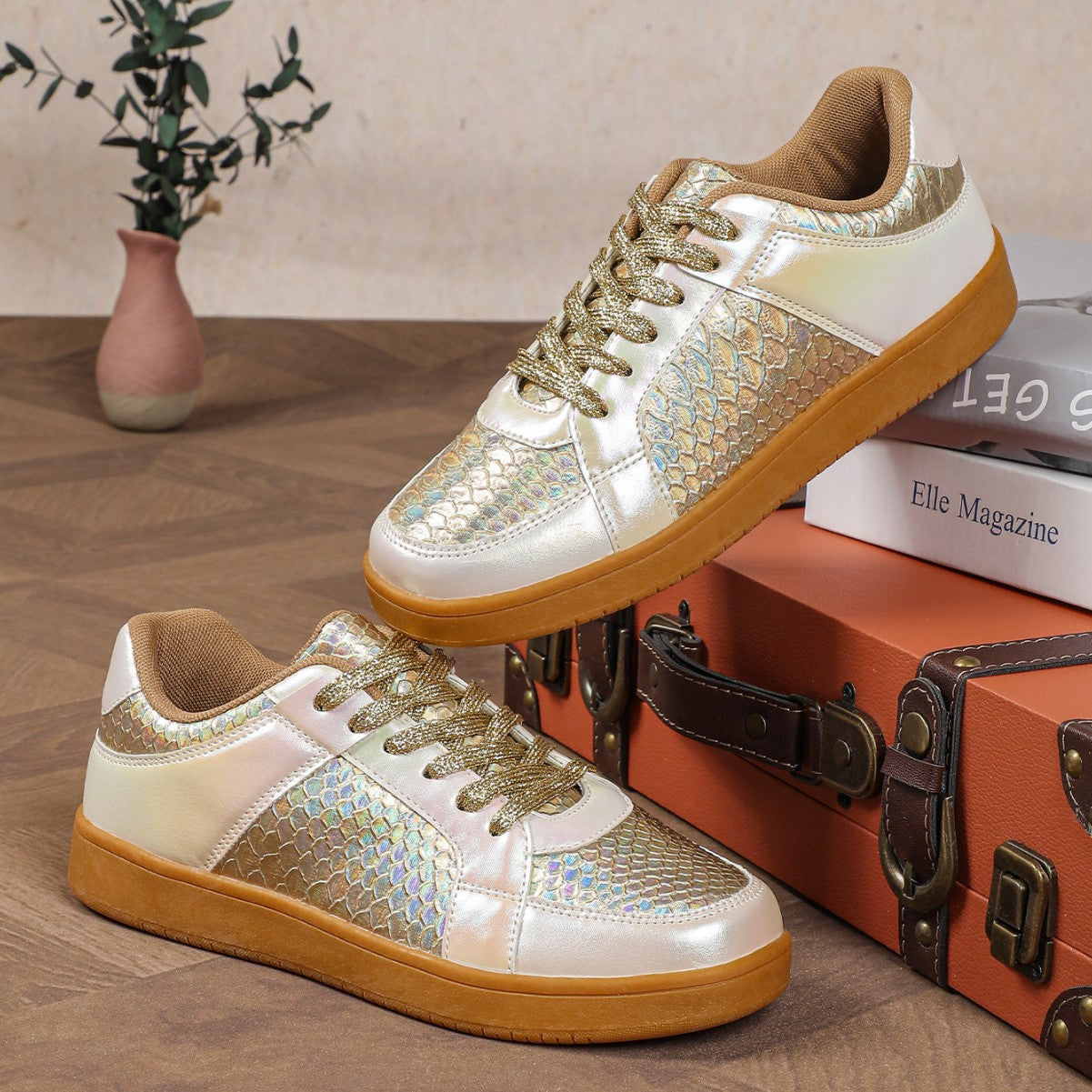 Dames sneakers met structuuraccent en stevige loopzool – NALORA CORE - Glamorix