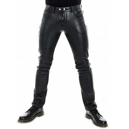 DAMON - Slim-fit leren broek voor heren