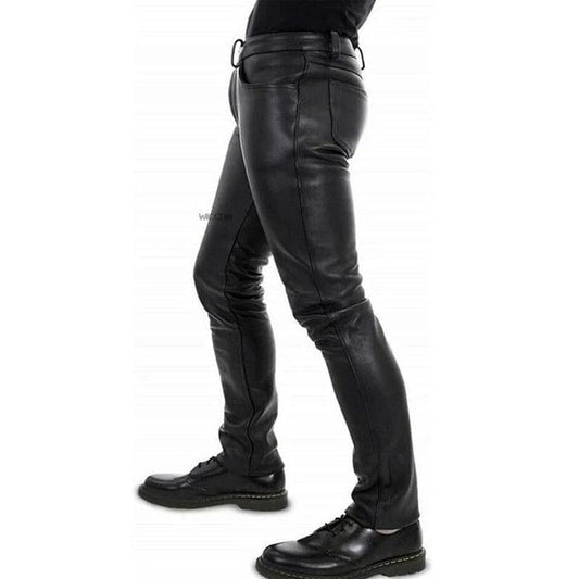 DAMON - Slim-fit leren broek voor heren
