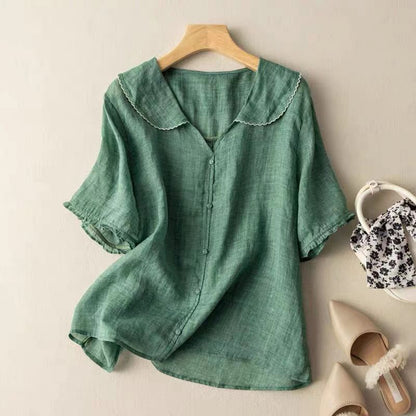 Bodil - Kraagtop met knoopsluiting voor dames - Glamorix