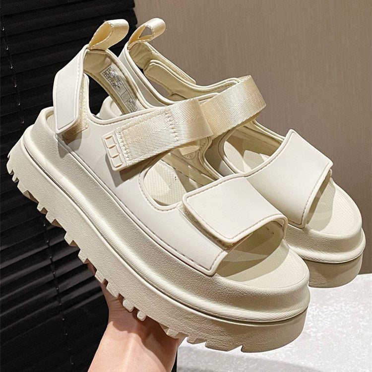 Chunky dames sandalen met brede band en klittenbandsluiting – KALANI GRIP - Glamorix