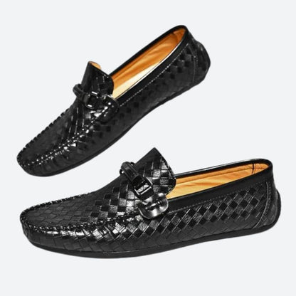 ORLY – Strakke geweven loafers met gespdetail