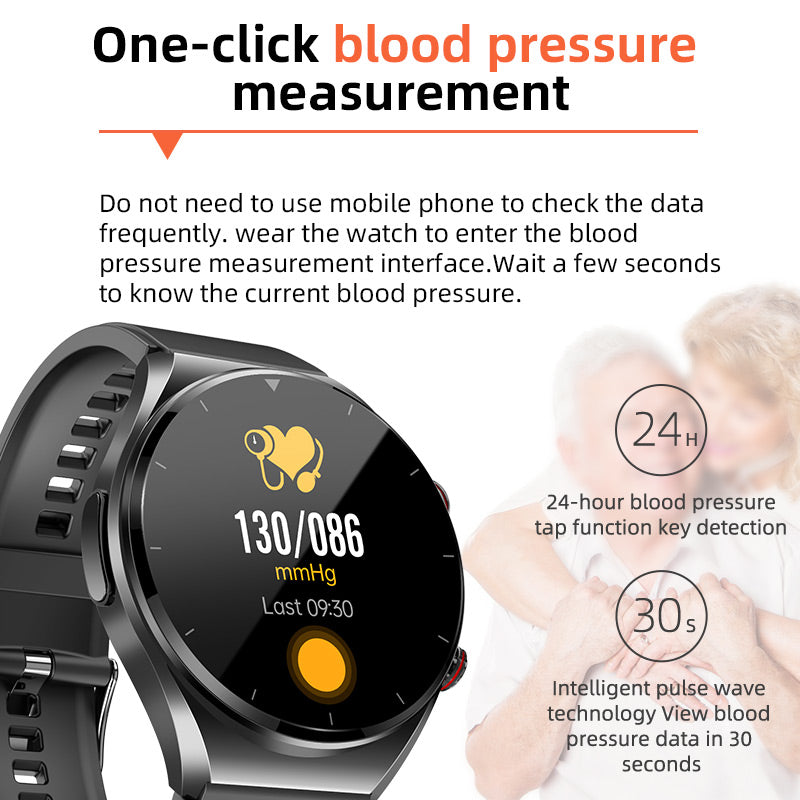 Gezondheids-smartwatch met bloedglucose, EKG en bloeddrukmonitor – BIOCHECK PRO - Glamorix