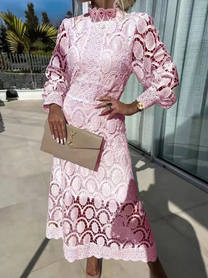Elegante midi-jurk met kanten details voor dames – ISABELLE