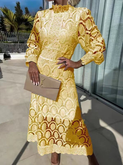 Elegante midi-jurk met kanten details voor dames – ISABELLE