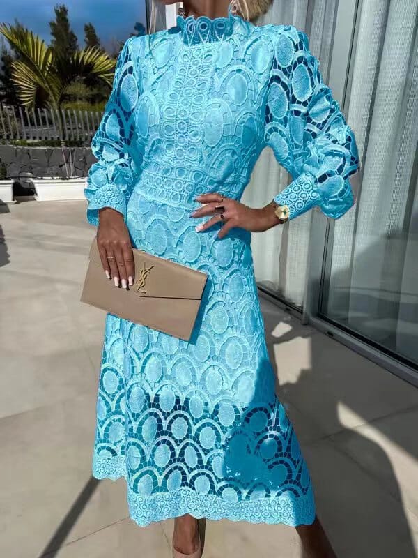 Elegante midi-jurk met kanten details voor dames – ISABELLE