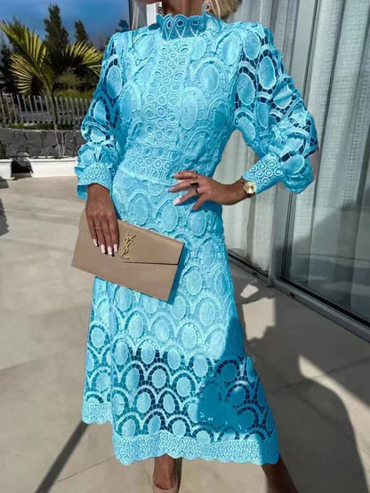 Elegante midi-jurk met kanten details voor dames – ISABELLE