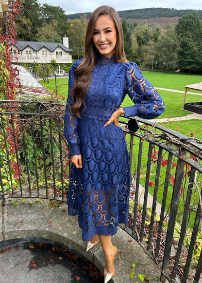 Elegante midi-jurk met kanten details voor dames – ISABELLE