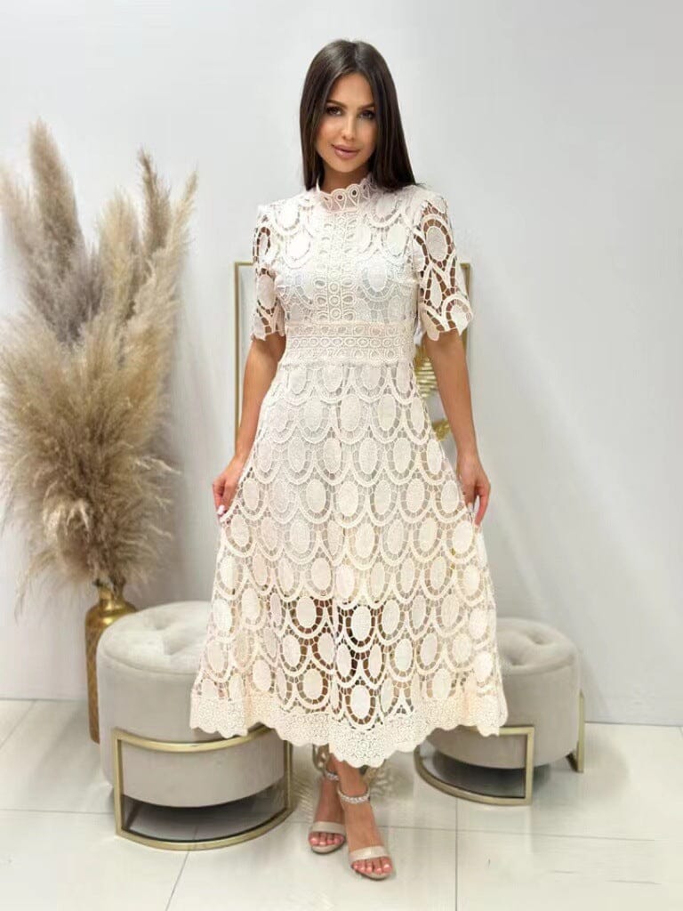 Elegante midi-jurk met kanten details voor dames – ISABELLE