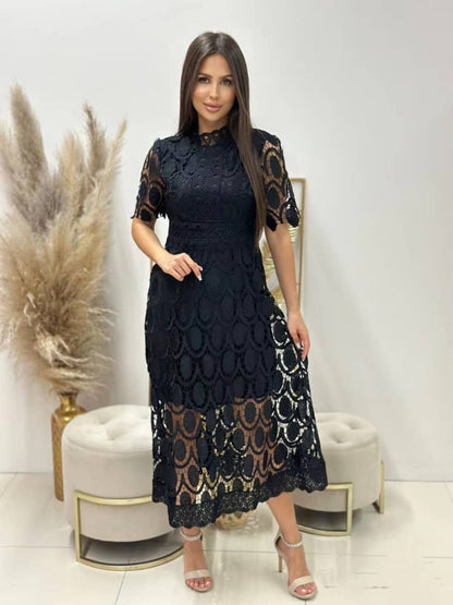 Elegante midi-jurk met kanten details voor dames – ISABELLE