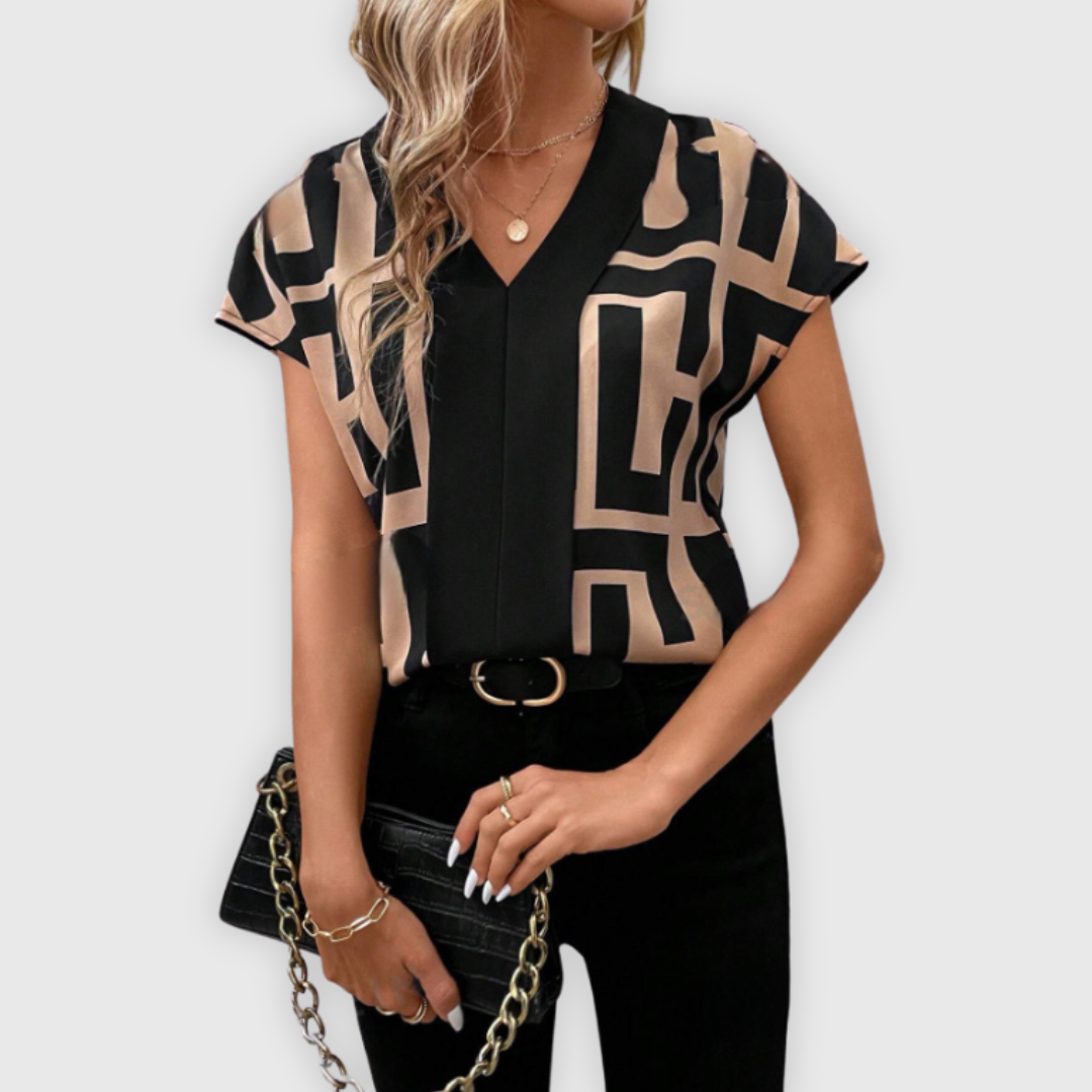 Moderne Dames Top met Unieke Geometrische Print voor Trendy Casual Stijl – SOLAIRE VIBE - Glamorix