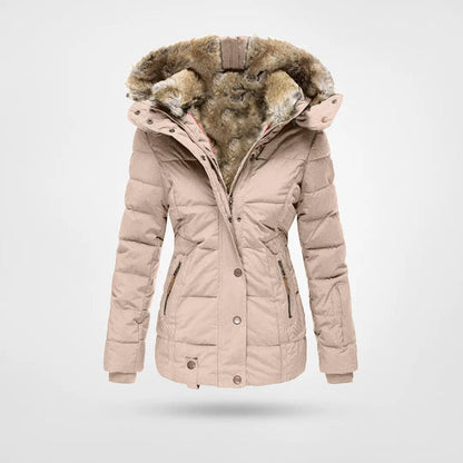 ELVIRA - Abrigo de invierno cálido e impermeable con forro y capucha para mujer - Glamorix
