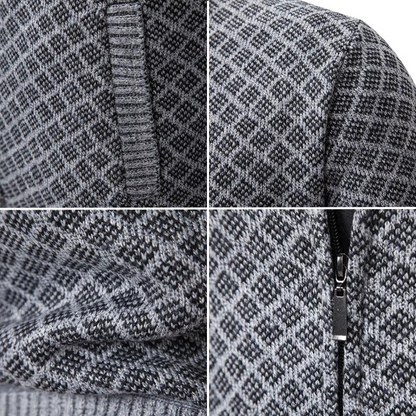 BRADEN - Zip-up heren sweater met ruitenpatroon