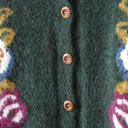 Gebloemd losgebreid damesvest met relaxte pasvorm – FLORÉNA - Glamorix