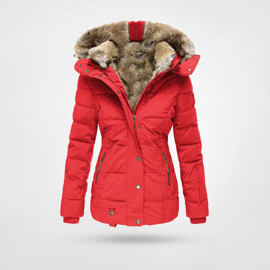 ELVIRA - Abrigo de invierno cálido e impermeable con forro y capucha para mujer - Glamorix
